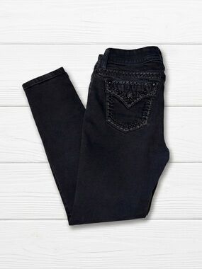 Miss Me Easy Skinny Jeans 28 Black Flap Pocket Studded Ankle Denim E14ES317S